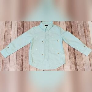 Janie & Jack Destination Easter Oxford Shirt Embroidered Bunnies & Carrots Sz 6